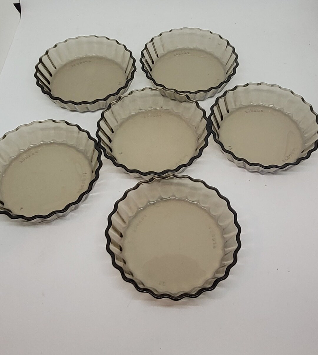 Vintage Arcopal Individual tart dishes Smokey glass dishes vintage
