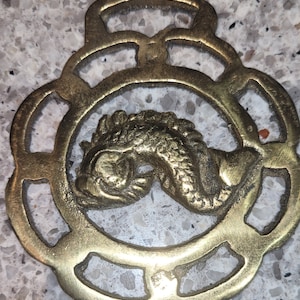 Vintage Solid Brass Bridle Harness Horse Medallion.