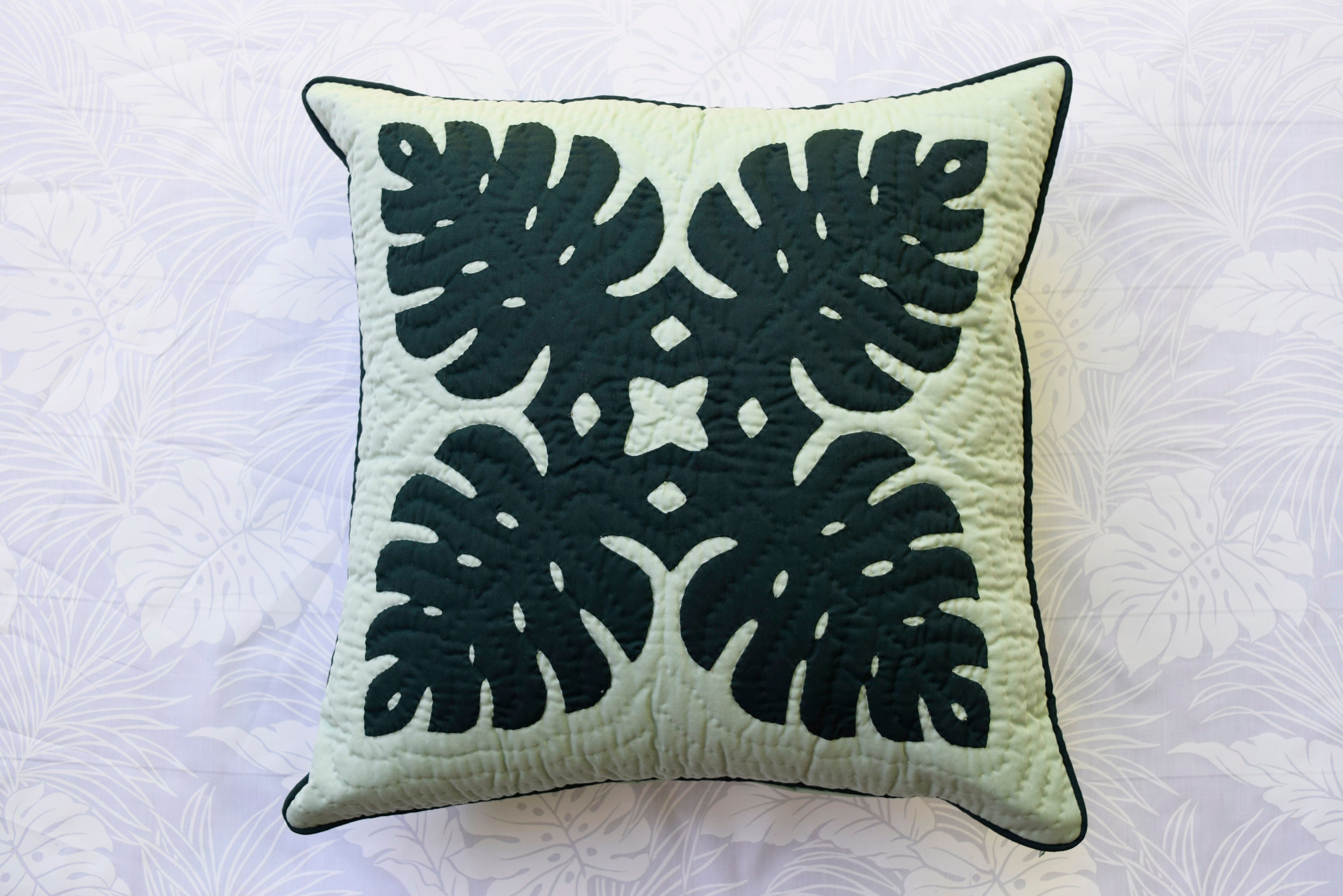 Hawaiian Quilt Throw Pillow Covers Monstera Leaves 18 x Etsy