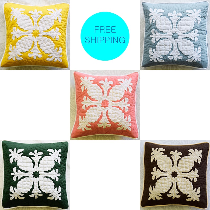 Hawaiian Quilt Throw Pillow Covers Cushion Covers 12 x 12 Etsy