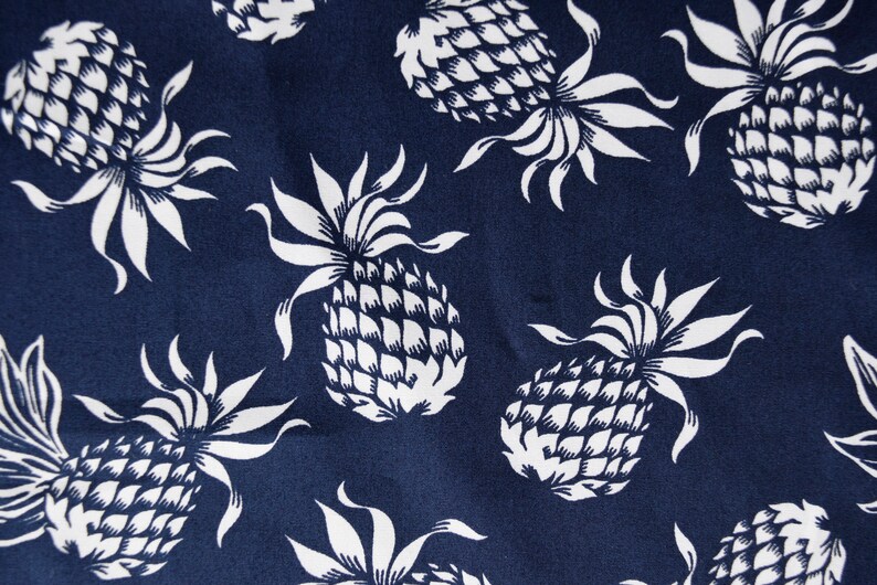 100 Cotton Pineapple Hawaiian Print Fabric by the Yard Etsy