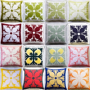 Hawaiian Quilt Throw Pillow Covers-Pineapples | Cushion Covers | 18 x 18” | Home Decor | Mother&#39;s Gift | Christmas Gift