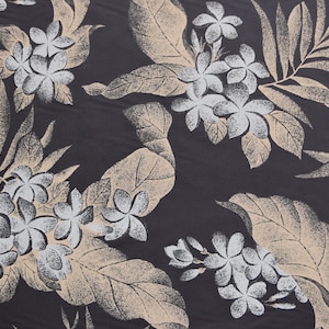 Plumeria Flower Black Hawaiian Fabric By The Yard