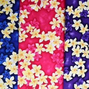 100% cotton Plumeria Flowers Hawaiian Fabric By The Yard