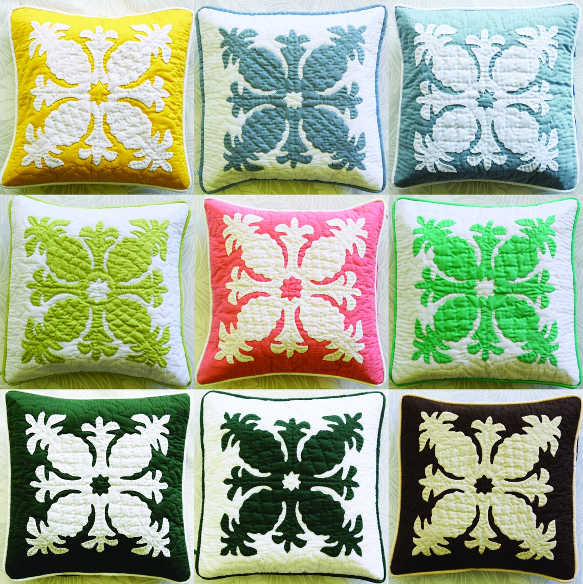 Hawaiian Quilt Throw Pillow Covers Cushion Covers 12 x 12 Etsy