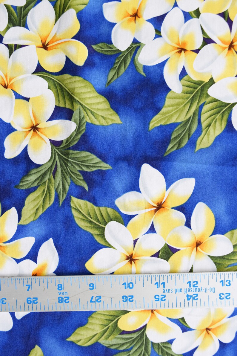 100 Cotton Plumeria Flowers Hawaiian Fabric by the Yard Etsy