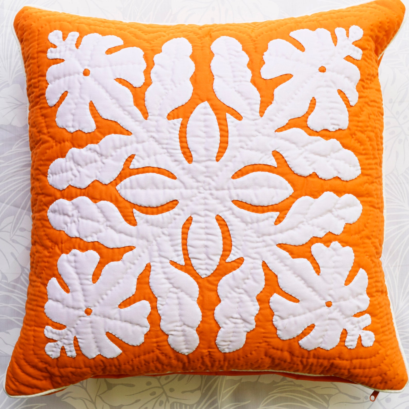 Hawaiian Quilt Throw Pillow Covers Hibiscus Flowers 18 X Etsy