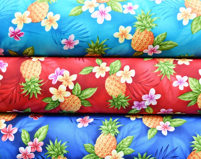100 Cotton Pineapplehawaiian Fabric by the Yard Etsy
