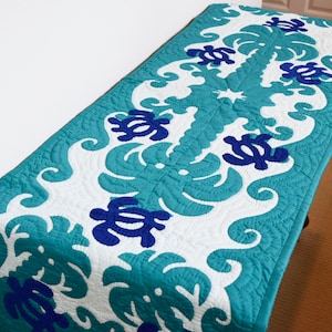 Hawaiian Quilt Table Runner | Bed Runner | Wall hanging| Home Decor 20&quot;x70&quot;