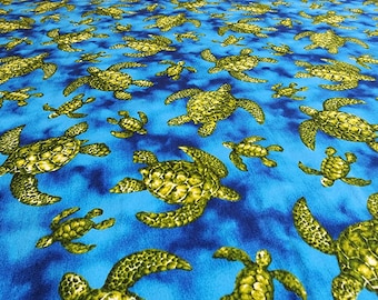 Tela hawaiana 100% algodón cortada a medida - Tortugas marinas