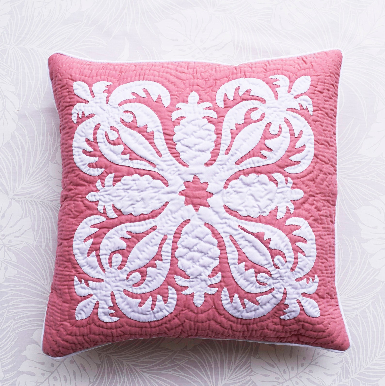 Hawaiian Quilt Throw Pillow Cover Coconut Trees & Pineapples Etsy