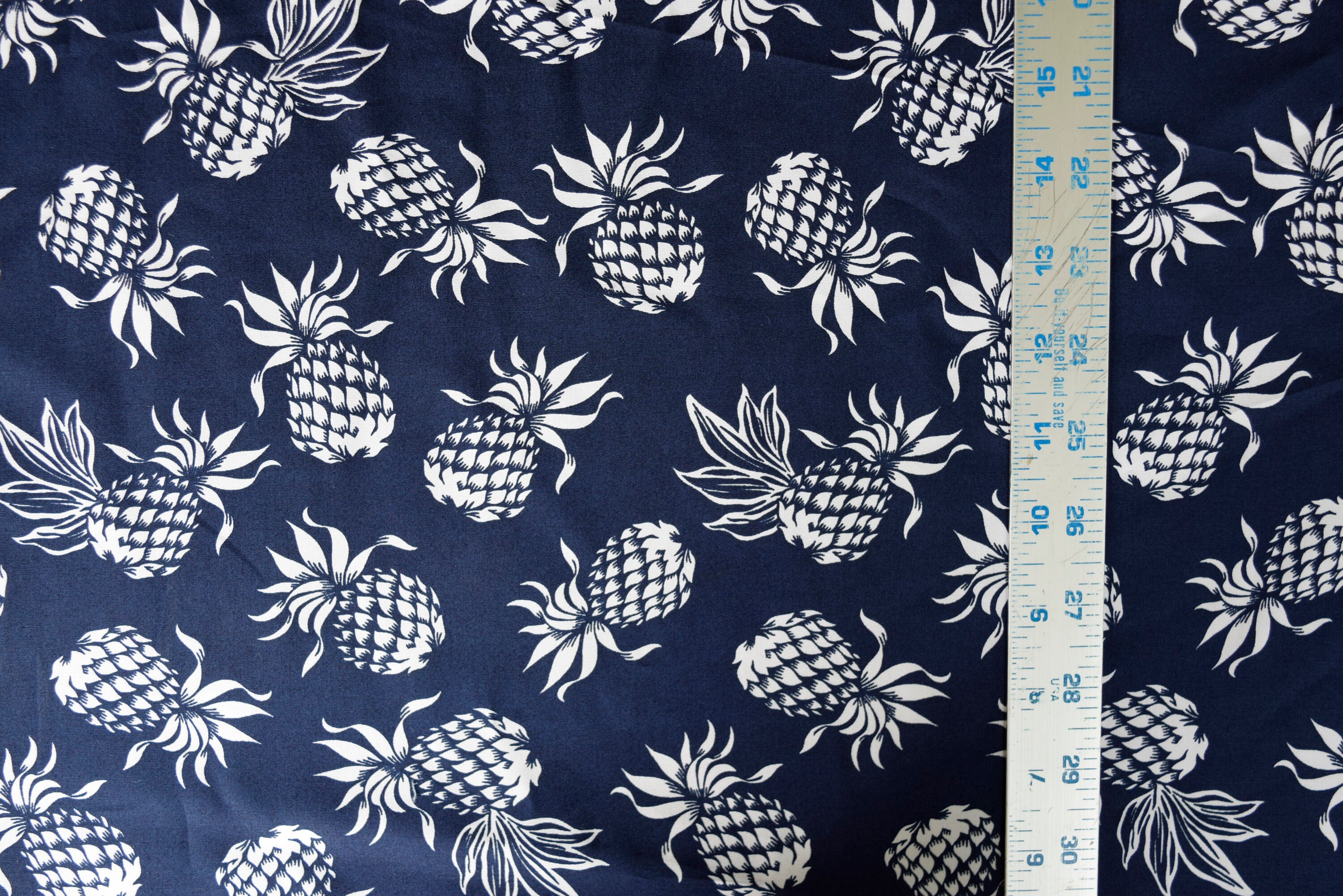 100 Cotton Pineapple Hawaiian Print Fabric by the Yard Etsy