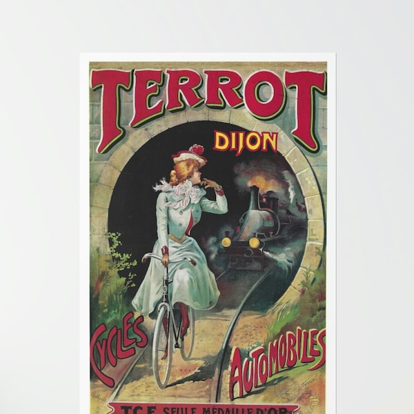 Terrot Cycles Bicycles Poster Print / French Art Nouveau Bicycle Advertising Wall Art