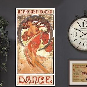 Art Nouveau Dans Alphonse Mucha Poster / Tall Wall Art Print 8x16 10x20 15x20 20x40