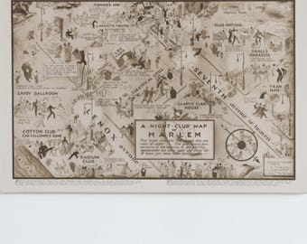 Night Club Map Harlem Canvas Print - Harlem Renaissance Jazz Music Dance Entertainment Swing Lindy Hop 18x12 24x16 30x20 36x24