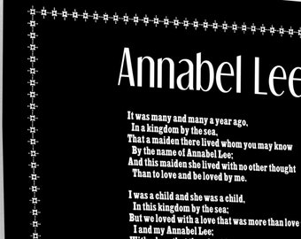 Annabel Lee Edgar Allan Poe / Love and Loss Poem Wall Art Print Poster 12x18 20x30 24x36