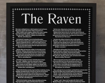 The Raven Edgar Allan Poe / Love and Loss Poem Wall Art Print Poster 12x18 20x30 24x36