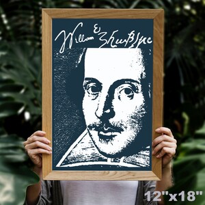 William Shakespeare Poster Literature Theater Wall Art Print 12x18 20x30 24x36