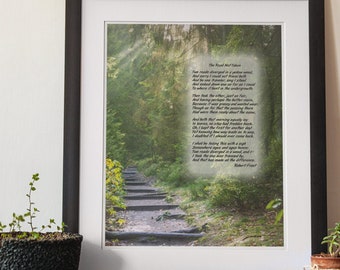 The Road Not Taken Print / Robert Frost Poem Print Wall Art / 8x10 11x14 16x20 22x28