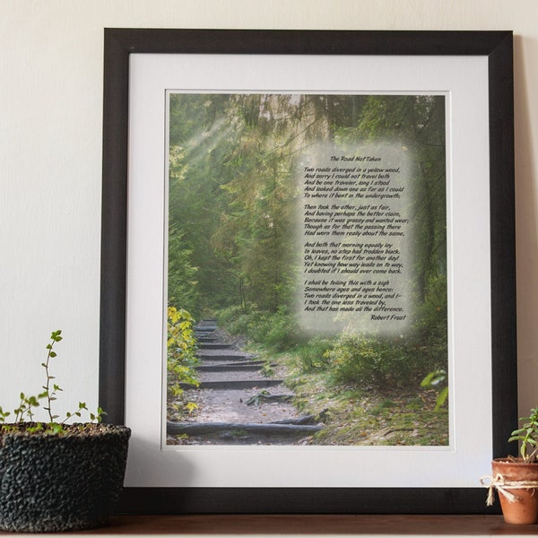 The Road Not Taken Print / Robert Frost Poem Print Wall Art / 8x10 11x14 16x20 22x28