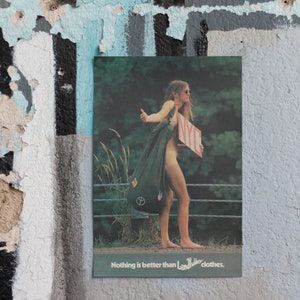 1970s Naked Hitchhiker Poster / Retro Vintage Landlubber Clothes Print Wall Art 11x14 16x24 22x30
