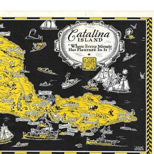 1929 Catalina Island Karte Poster / bildliche Cartoon Karte Wandkunst