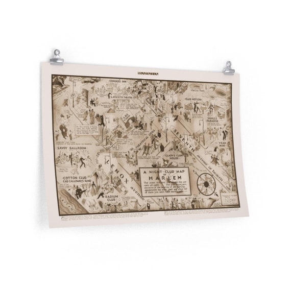 A Night Club Map Of Harlem Print Harlem Renaissance Jazz Music Dance Entertainment Swing Lindy Hop 18x12 30x20 36x24
