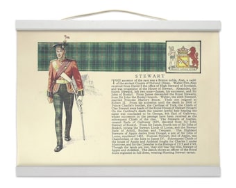 Stewart Clan Canvas Wall Hanging / Ready To Hang 12x8 Scottish Tartans Family History