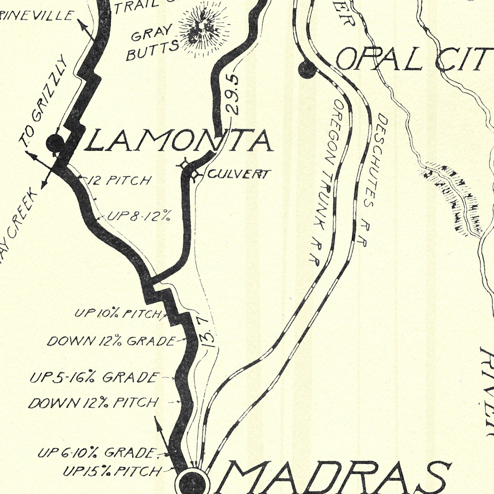 1910 Bend to Madras Road Map Print / Retro Oregon Highways Posters - Etsy