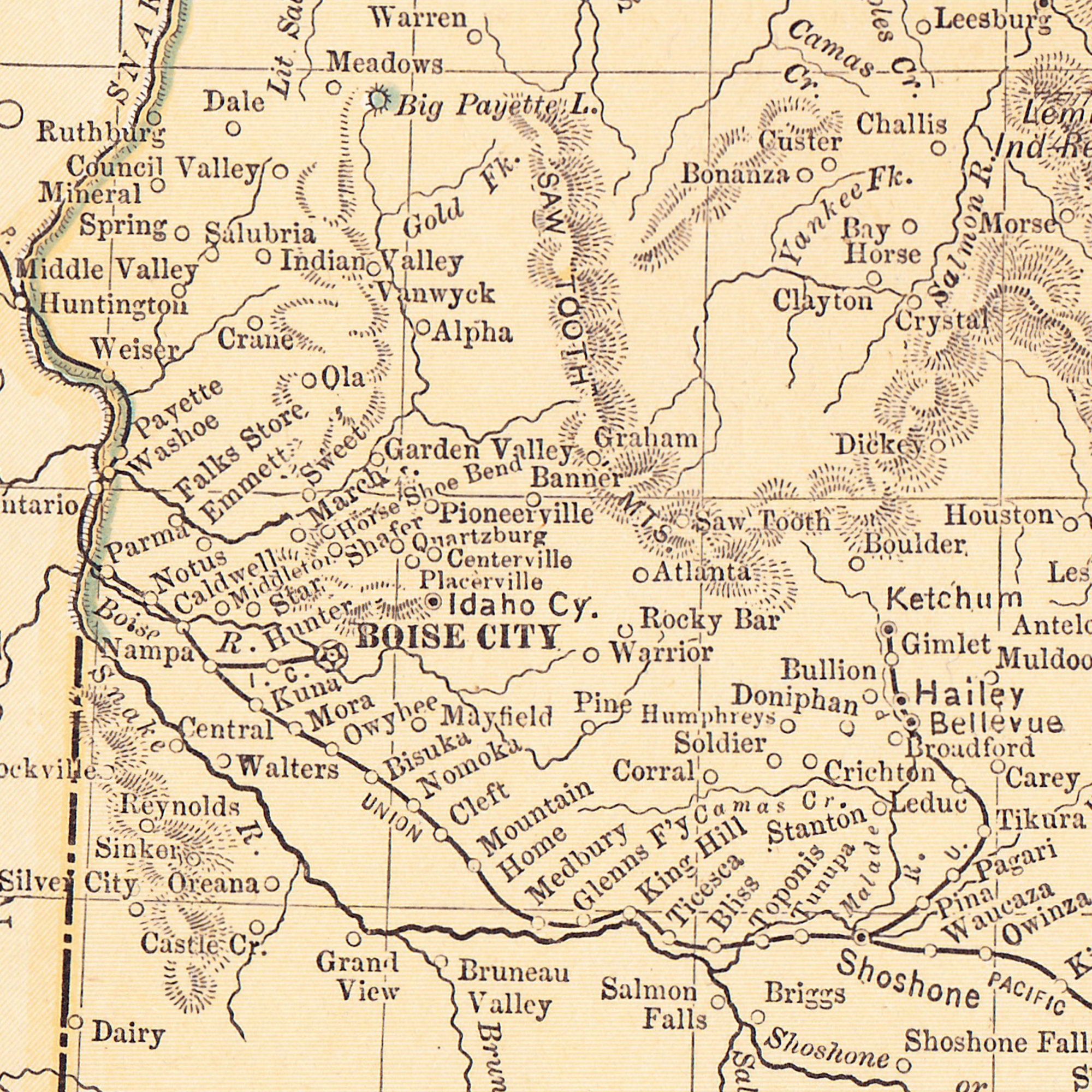 Map of 1891 Idaho / New Poster Print Wall Art 12x18 20x30 24x36 ...