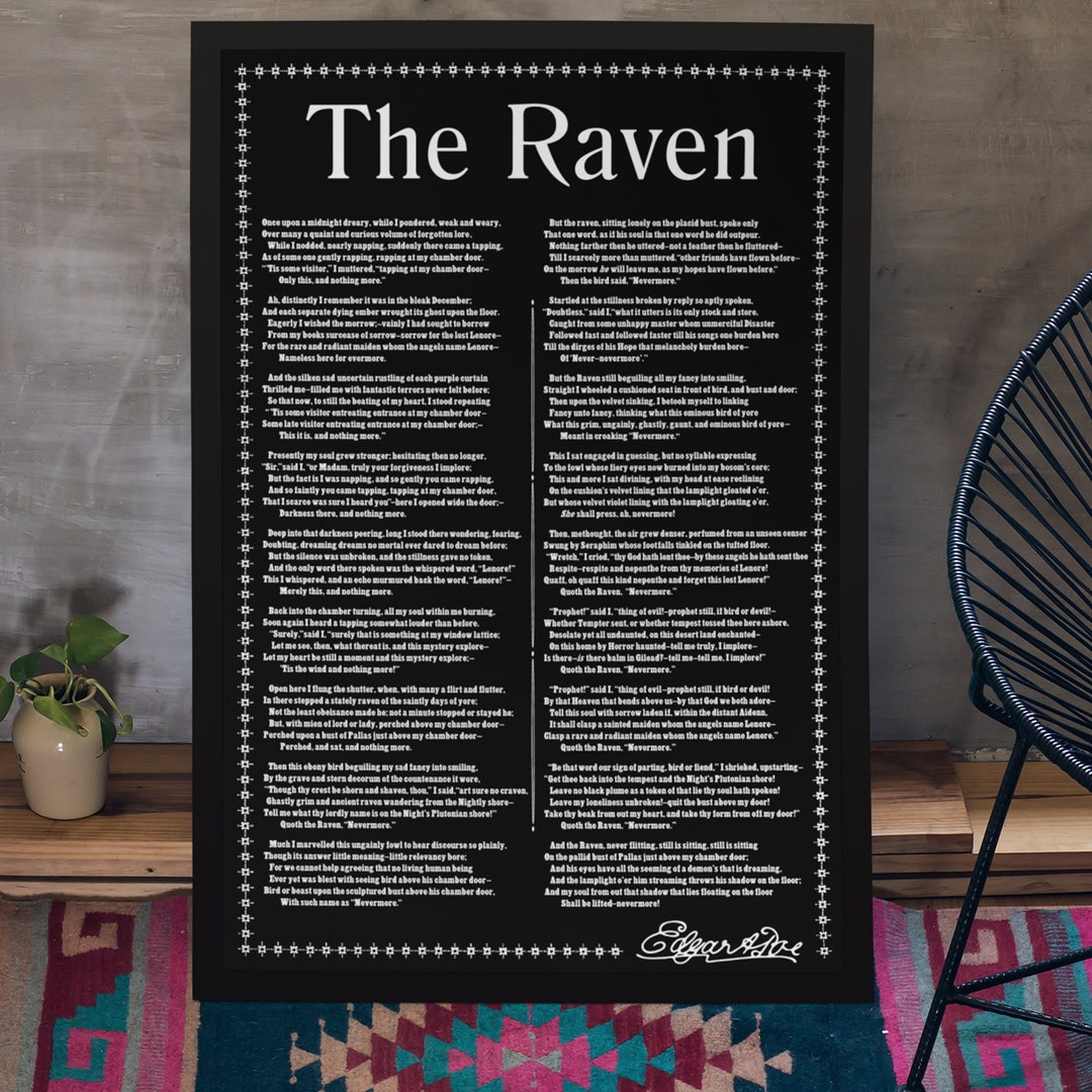 The Raven Edgar Allan Poe / Love and Loss Poem Wall Art Print Poster ...