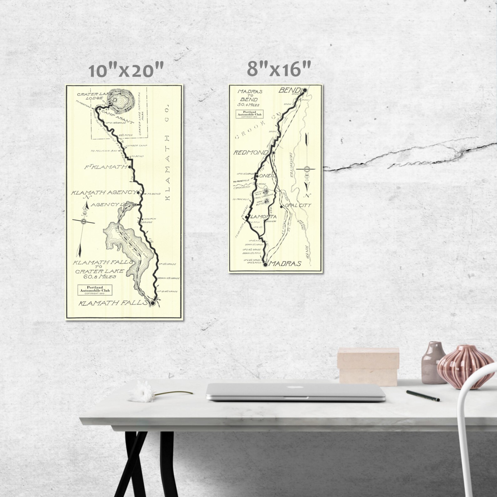 1910 Bend to Madras Road Map Print / Retro Oregon Highways Posters - Etsy