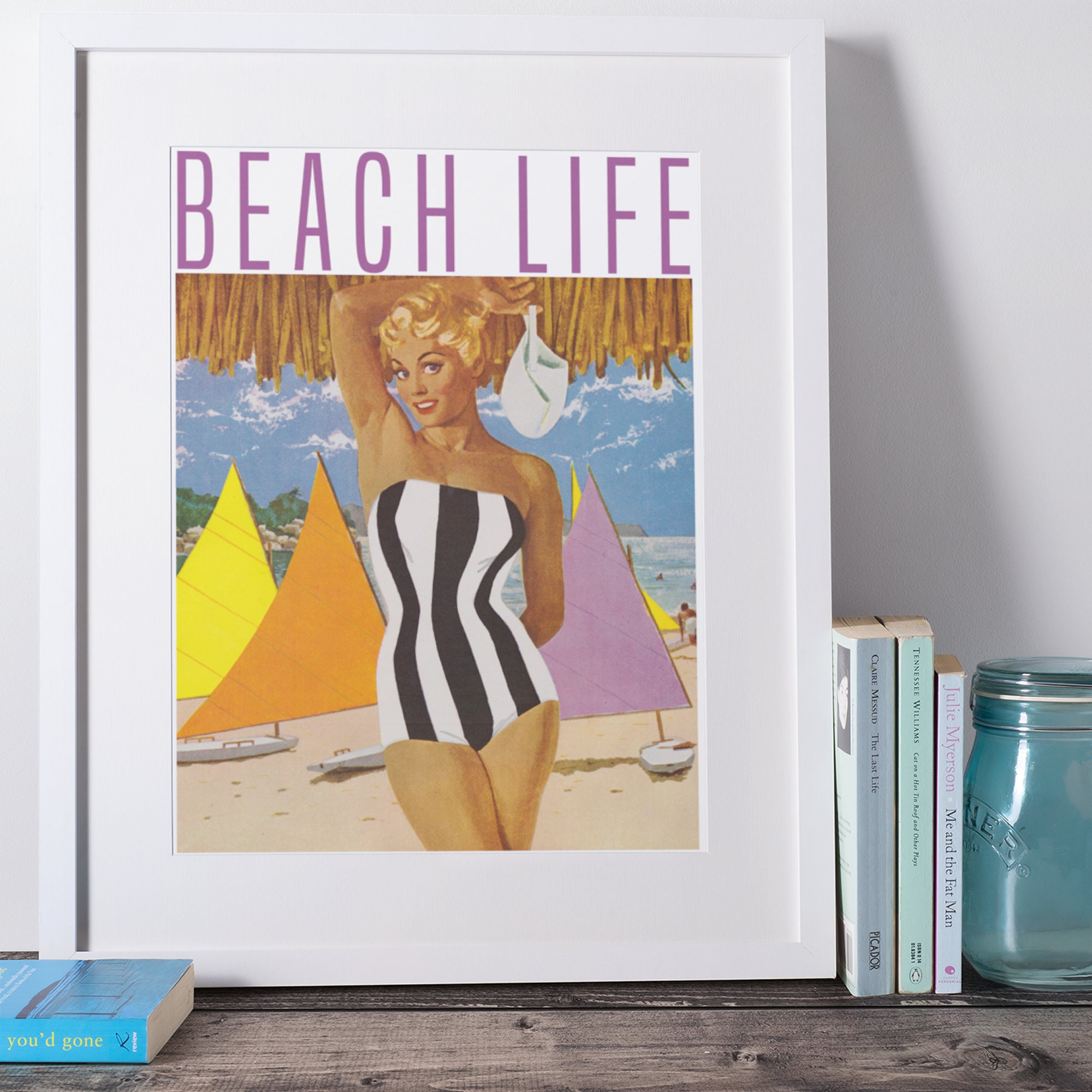 Beach Life Retro Poster / Fun 1950s Style Print Wall Art Beach House