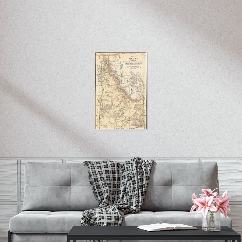 Map of 1891 Idaho / New Poster Print Wall Art 12x18 20x30 24x36 ...