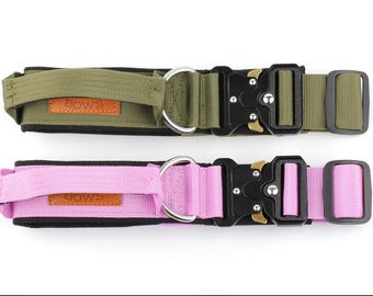 Tactical Dog Collar 1.5 Inch – Durable Nylon Training Collar with Handle