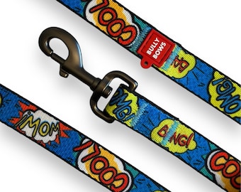 Classic Comic Book Dog Leash, Emoji Dog Lead, Durable Custom Pattern, Eomji Colorful Texts