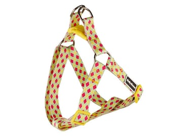 Argyle Dog Harness – Colorful Diamond Print, Strong Pet Vest