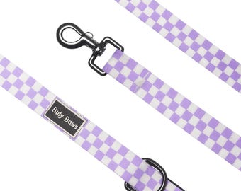 Purple Checker Dog Leash - Retro Check - Stylish Custom Dog Lead- Vans Classic Pattern - Strong