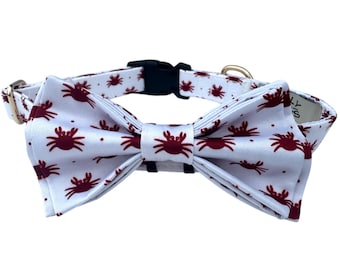 Crab Bow Tie Dog Collar - Strong Beach Pet Accessory