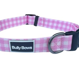 Pink Checker Dog Collar, Adjustable Nylon Pet Collar