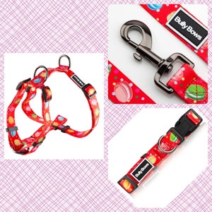 Macaron Dog Harness, Collar, Leash Combo - Macaron Collar - Puppy Collar - New Dog Gift -  Dog Collar- Cookie Dog Collar