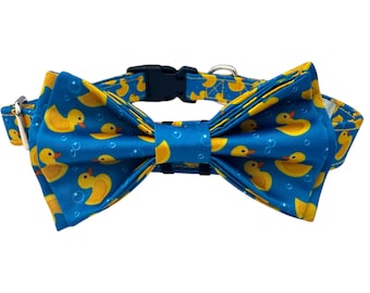 Rubber Ducky Dog Bow Tie Collar - Durable Adjustable Collar