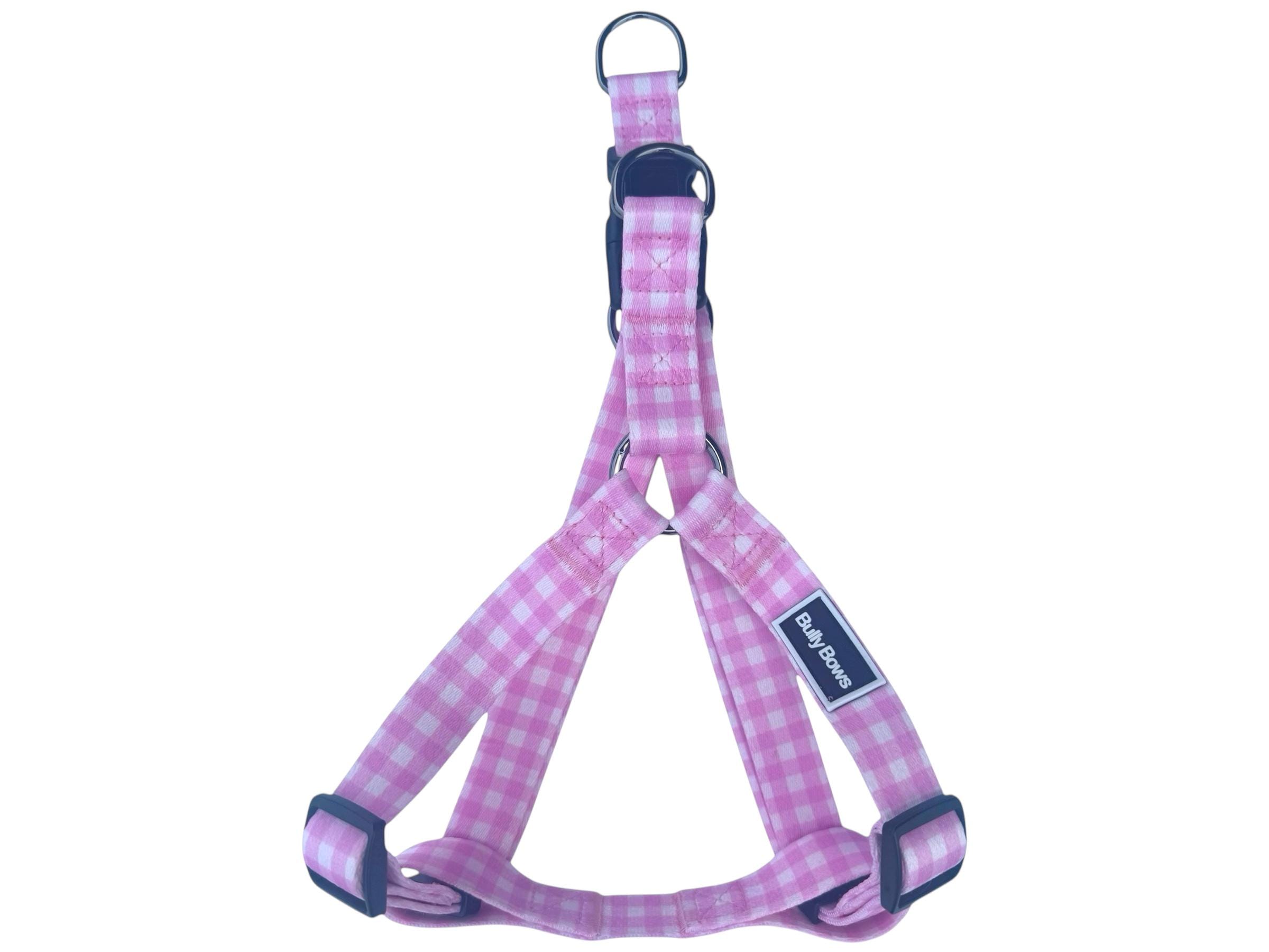 Dog Harness - Pink Checker Flag Dog Harness - Checker Flag Dog Accessories - Strong Collar - Pet Accessories - Trendy Pet Harness - Dog Vest