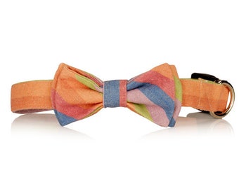 Rainbow Plaid Dog Bow Tie Collar – Dressy Pet Collar
