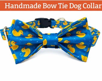 Bow Tie Dog Collar, Handmade Dog Collar, Cute Dog Bow Tie, Rescue Dog Gift