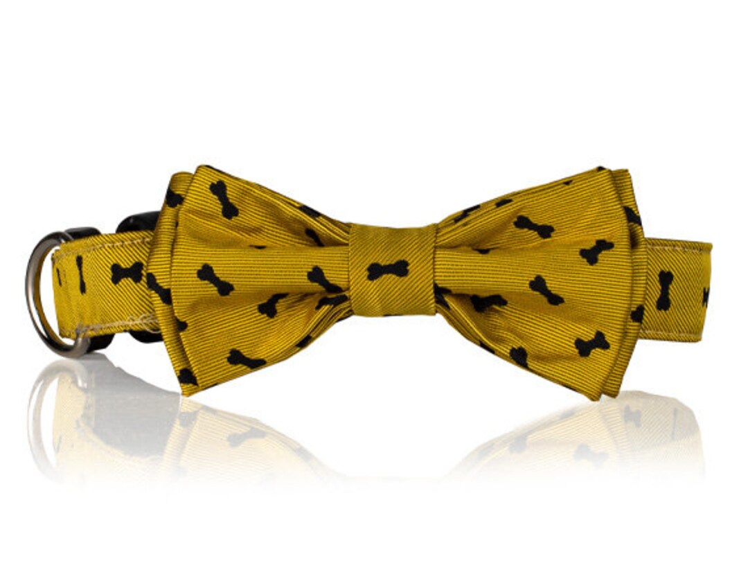 Dog Bone Bow Tie Dog Collar Gold Dog Collar Dog Bone Etsy