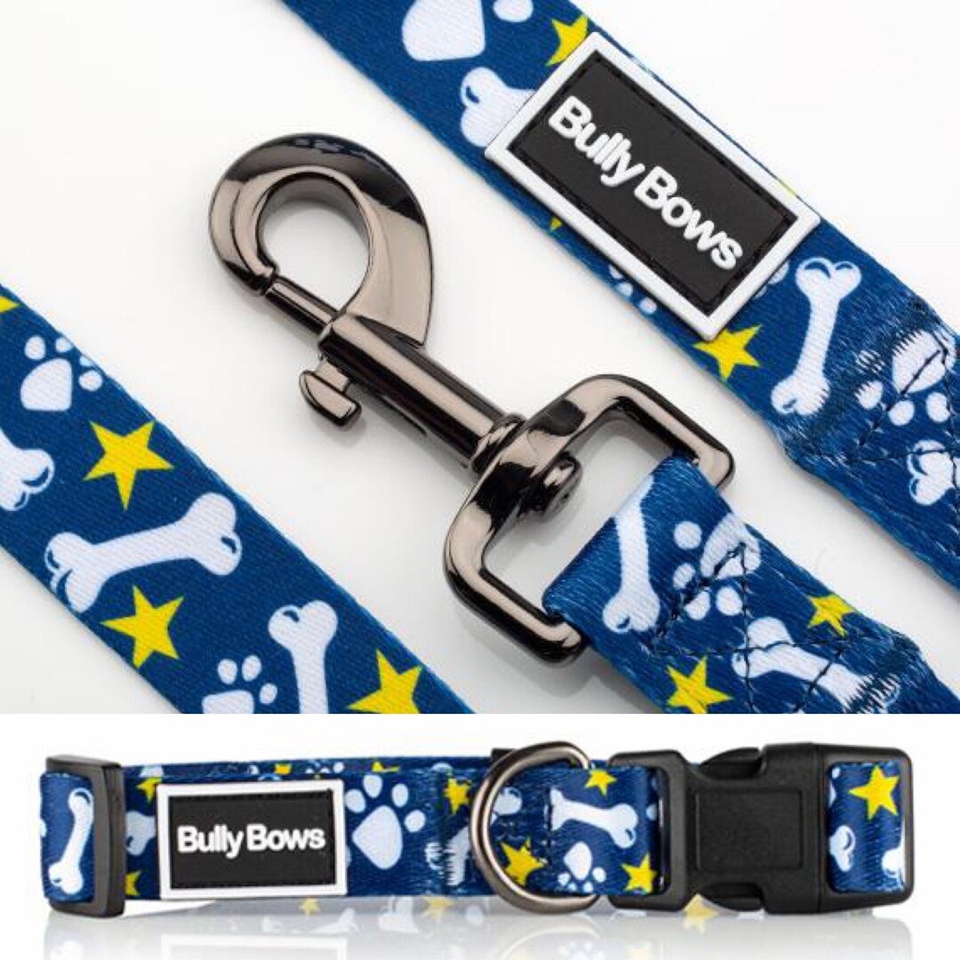 Dog Collar and Leash Set Dog Bones Dog Bones Leash and Etsy