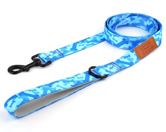 Blue Dog Bone Camo Leash - Durable Adjustable Pet Leash for Walking & Training
