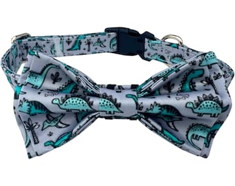 Dinosaur Dog Collar Bow Tie - Stylish Pet Accessory