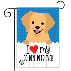 Garden Flag - I Love My Golden Retriever Garden Flag - Golden Retriever - Dog Garden Flag